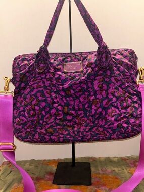 Marc By Marc Jacobs Purple Floral Quilted Laptop Bag with Gold Hardware